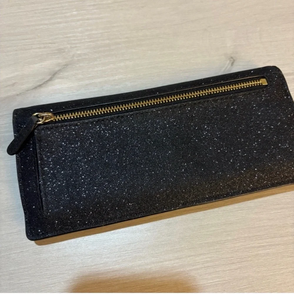 Michael Kors Black Glitter full size long clutch wallet  EUC